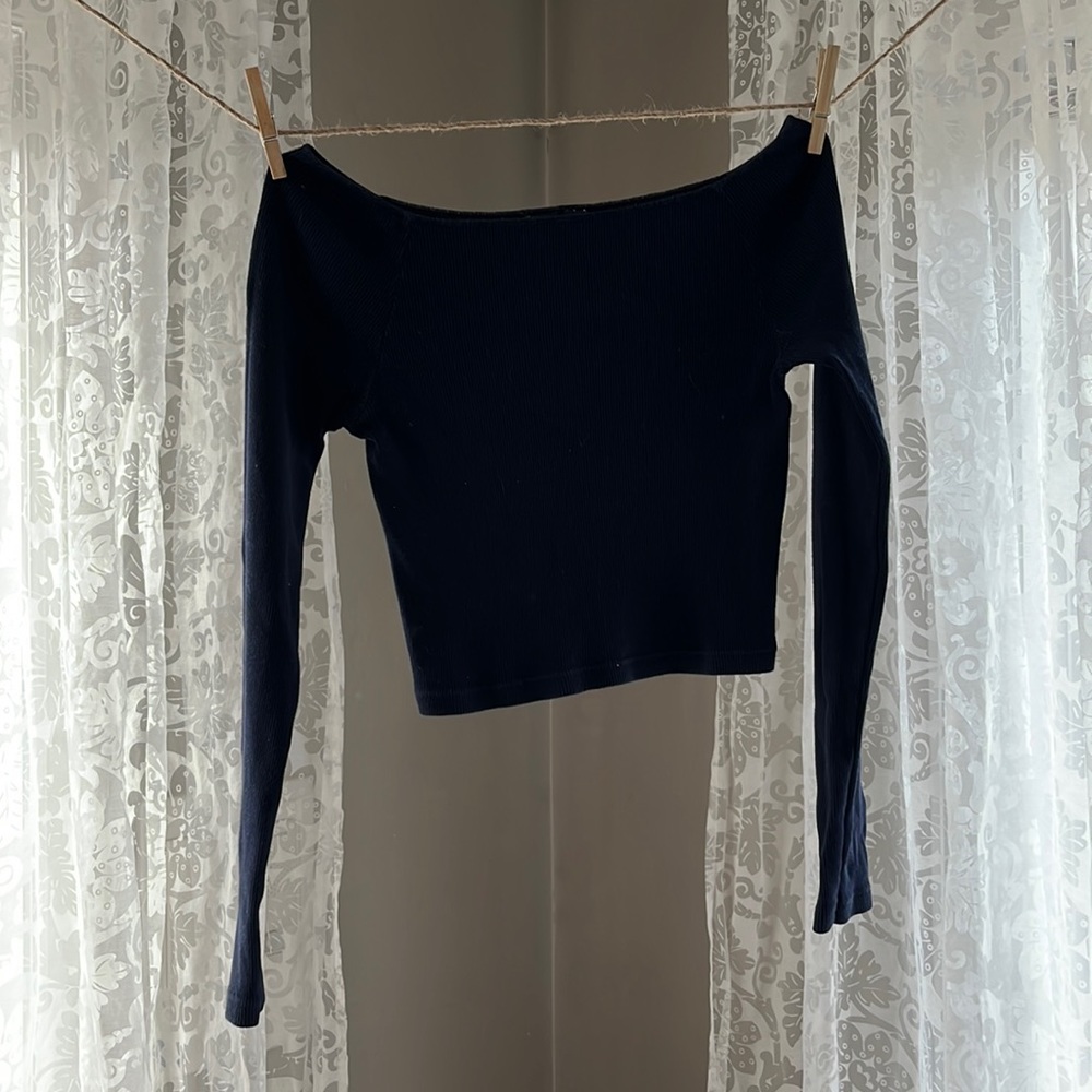 Brandy Melville Navy Scoop Neck Top